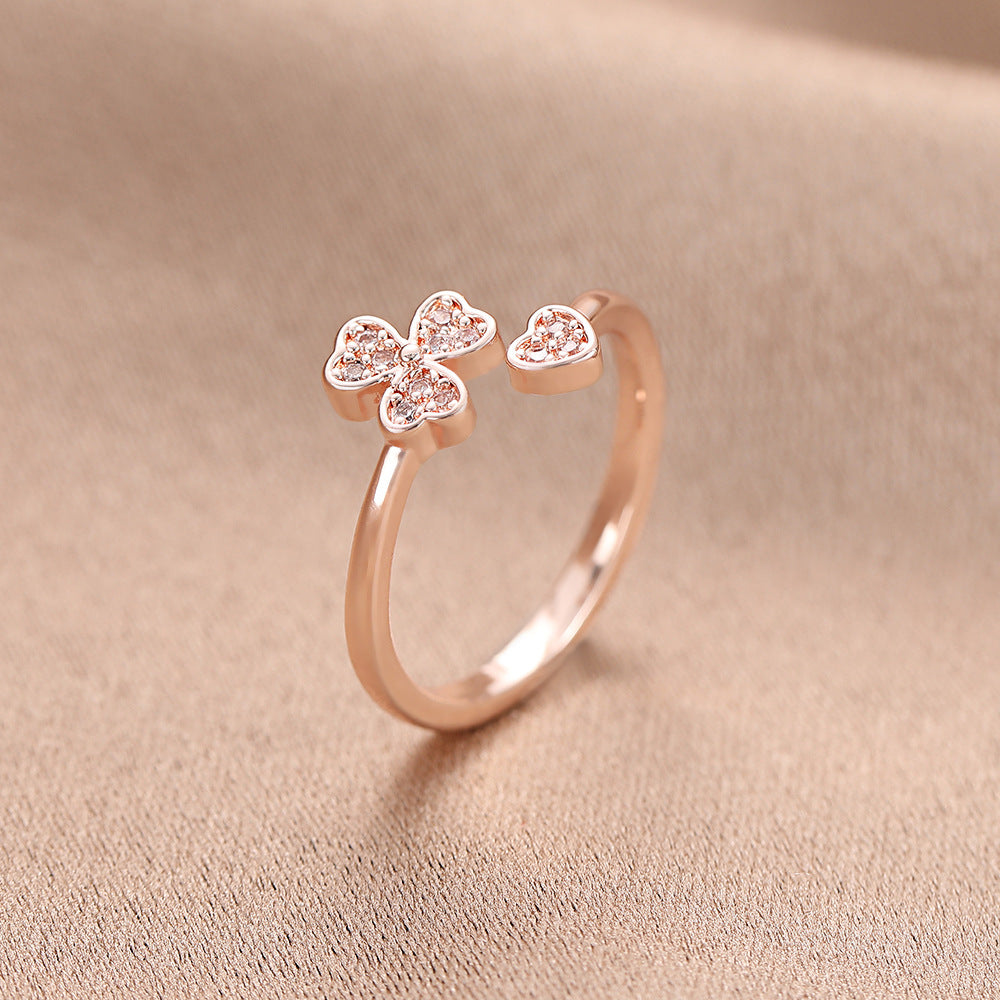 Double Layer Zircon Female Simple Ring Opening