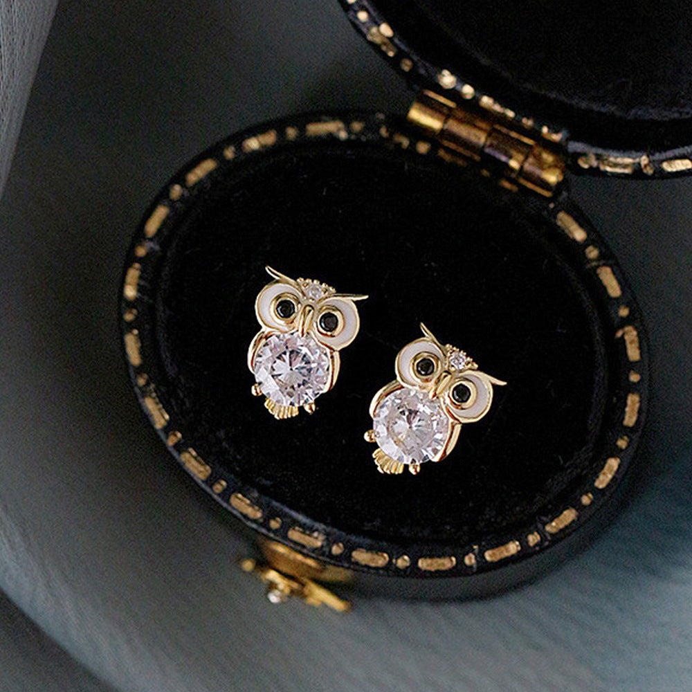 Cute With Diamonds Zircon Owl Stud Earrings