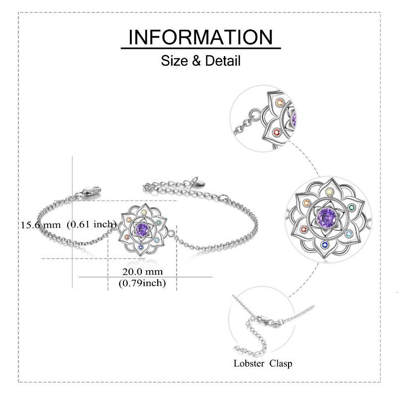 YFN S925 Sterling Silver Chakra Yoga Lotus Pendant Bracelet