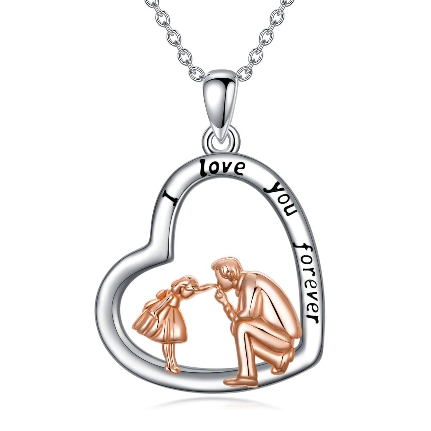 YFN S925 Sterling Silver Daughter Gift from Dad Daughter Heart Pendant Necklace I Love You Forever Jewelry (US only)