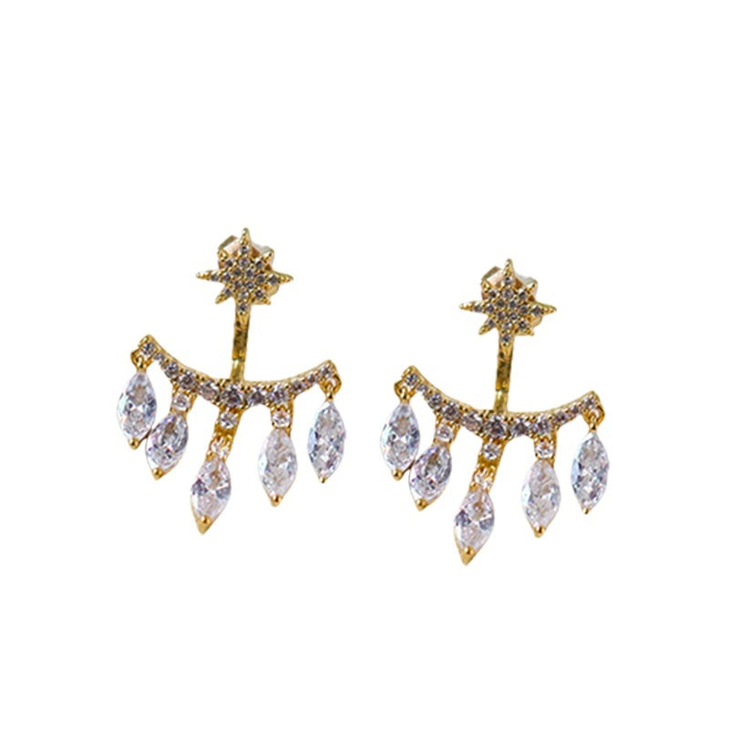 New Retro Eight Awn Star Zircon Earrings Fashion Pendant Stud for Party Gift