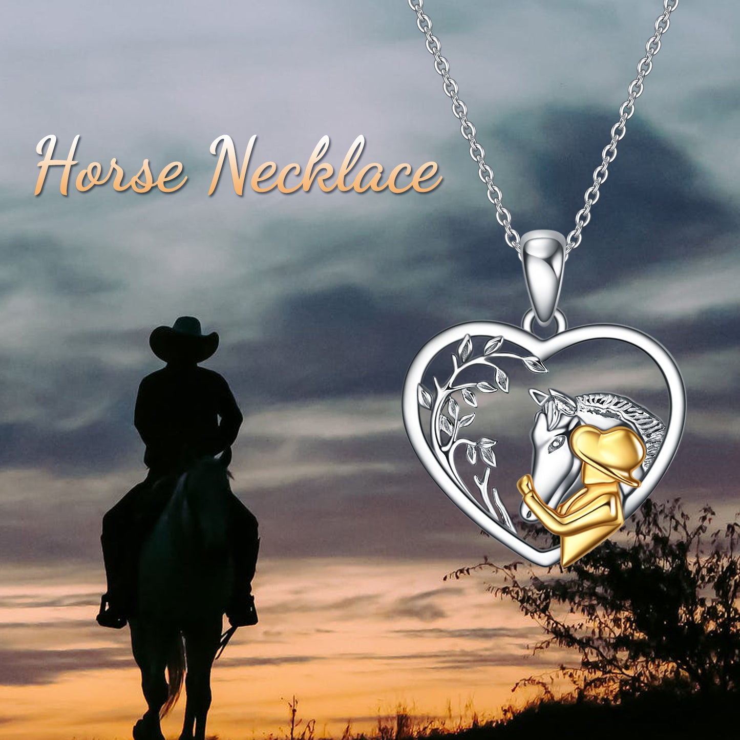 YFN Horse Boys / Girls Pendant Locket Necklace For Horse Lovers with front and back designs