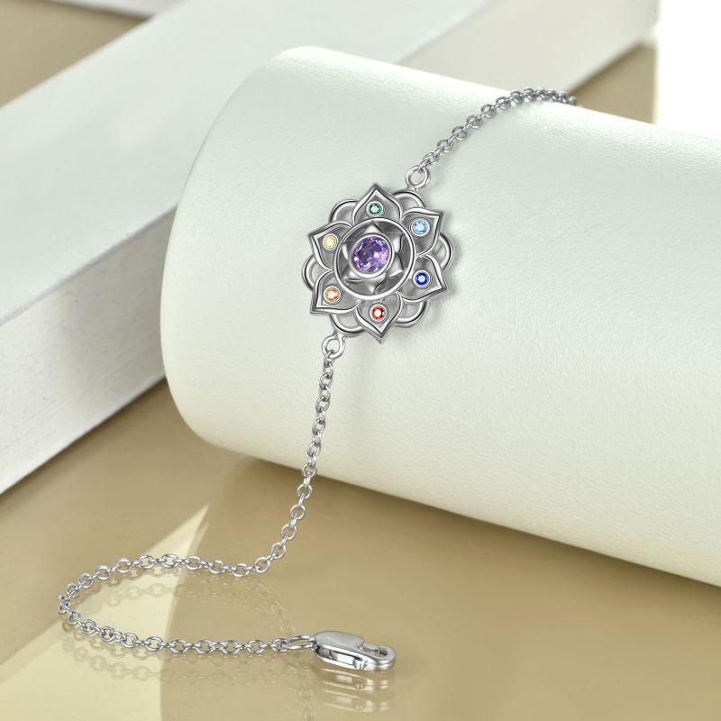 YFN S925 Sterling Silver Chakra Yoga Lotus Pendant Bracelet
