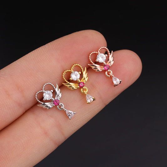 Creative Personality Inlaid Zircon Flower Piercing Earrings