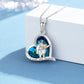 YFN 925 Sterling Silver Highland Cow Blue Crystal Heart Cow Pendant Necklace (US only)