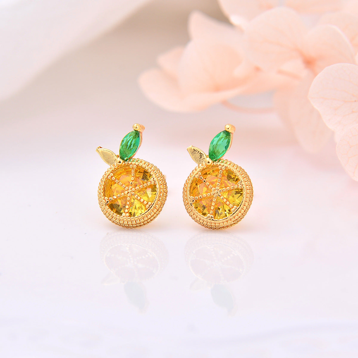 Copper Zircon-encrusted Stud Earrings Ornament