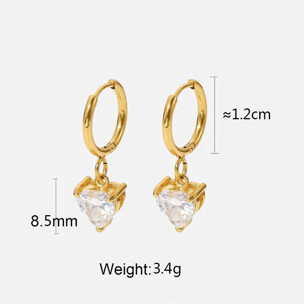 Dopamine High-grade Love Design Zircon Niche Simple All-match Earrings