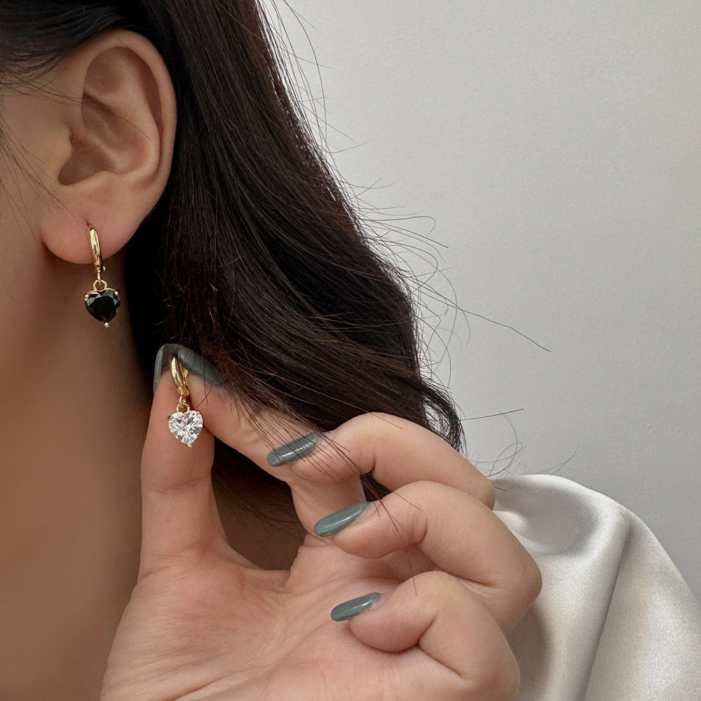 Dopamine High-grade Love Design Zircon Niche Simple All-match Earrings