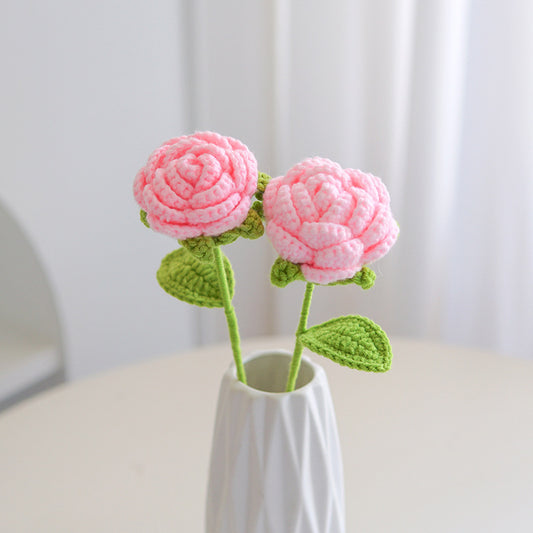 Milk Cotton Emulational Rose Flower Wool Knitted Fake Flower