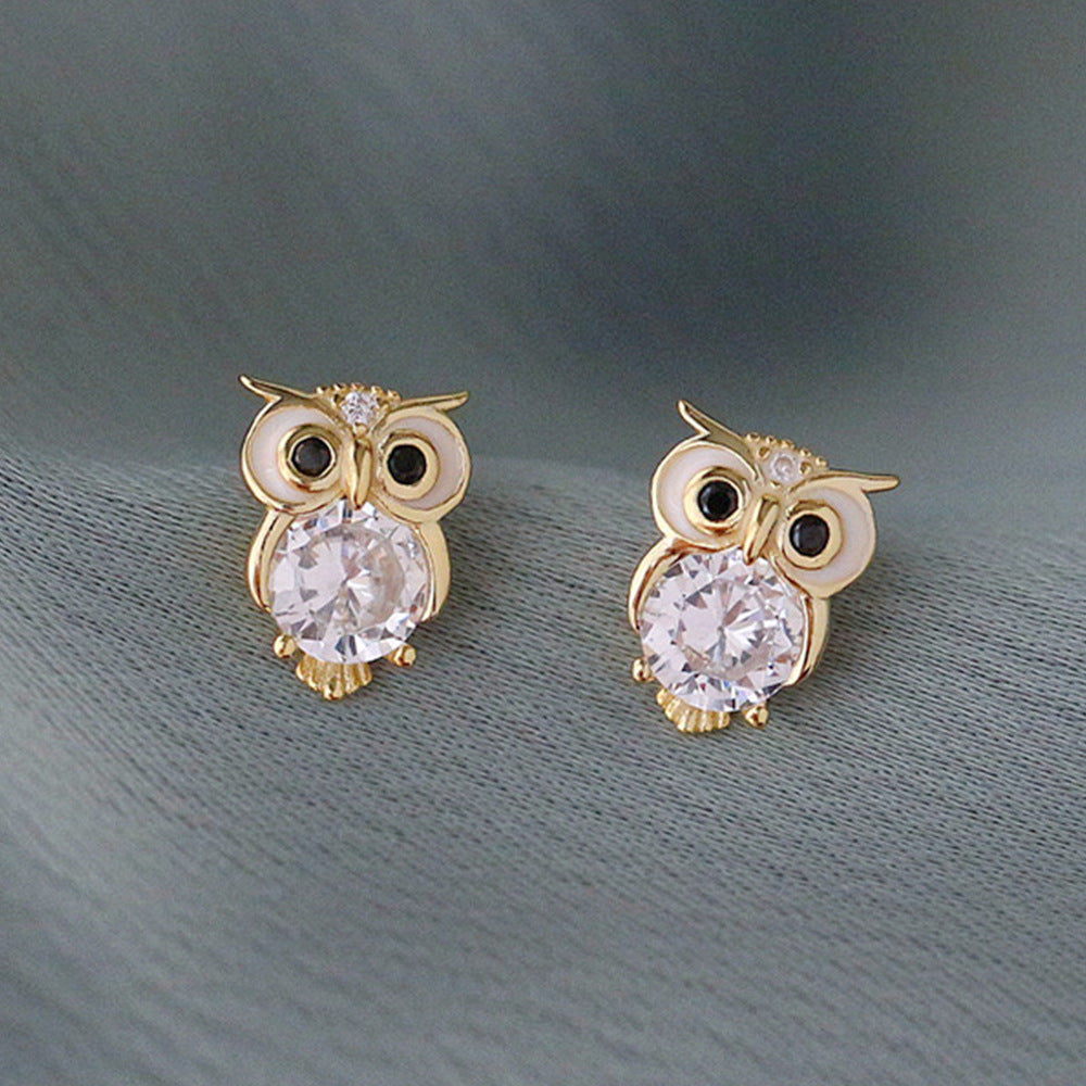 Cute With Diamonds Zircon Owl Stud Earrings