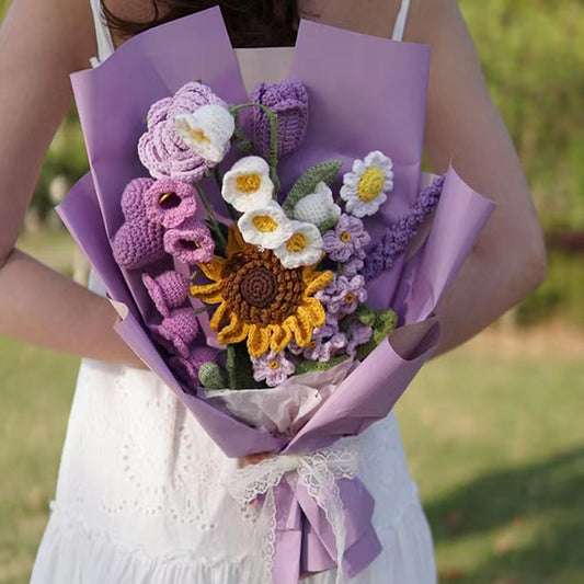 Hand-woven Sunflower Rose Bouquet FINISHED PRODUCT