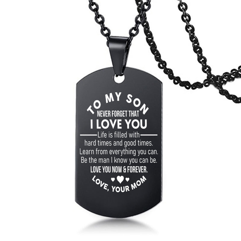 dad/mom "to my son" stainless steel rectangular inspirational necklace 18