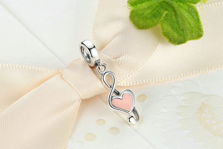 s925 sterling silver heart-shape music pendant (necklace not included)