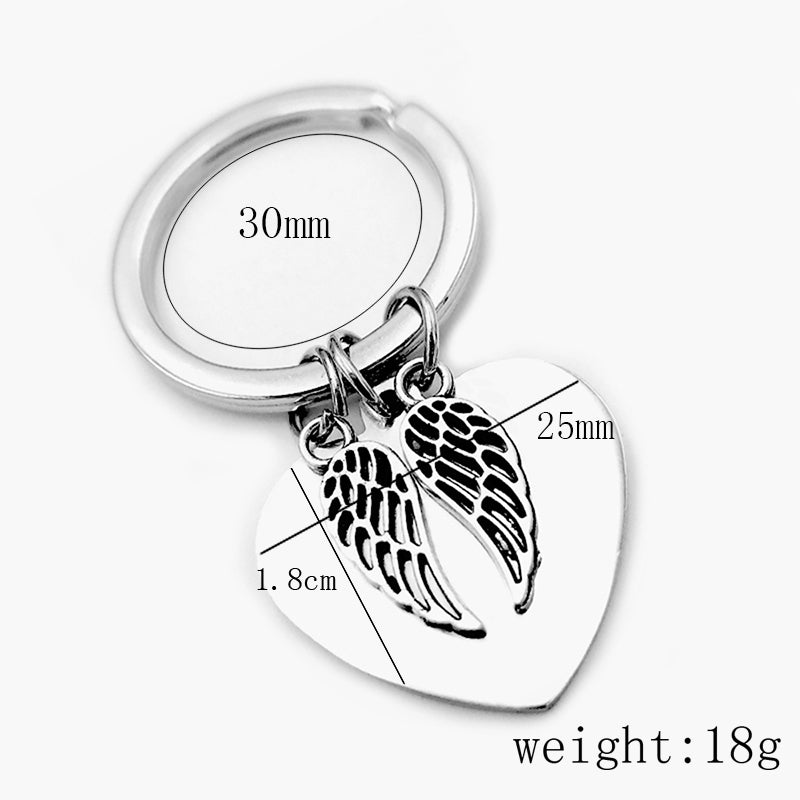 dad/mom "to my daughter" heart-shaped inspirational keychain with angel wings