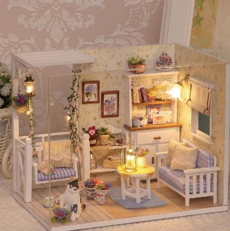 diy miniature dollhouse room with furniture (2 options)