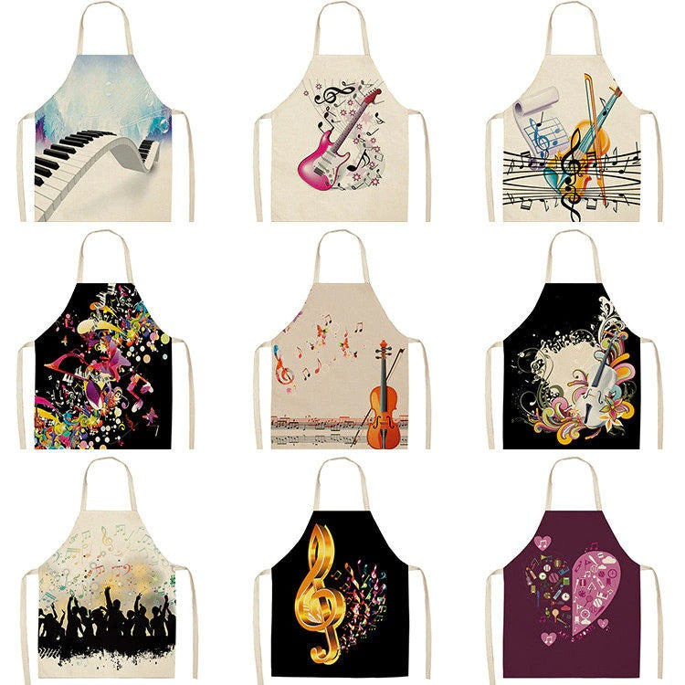 cotton linen musical kitchen apron