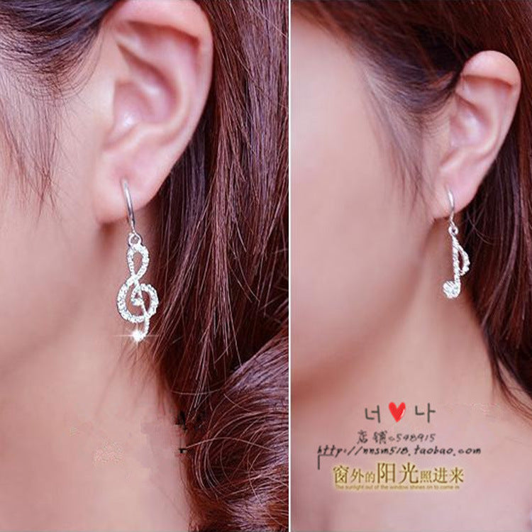 geometric note music asymmetrical earrings