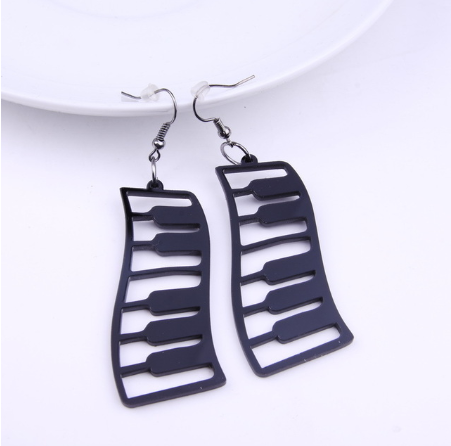black piano keyboard earrings