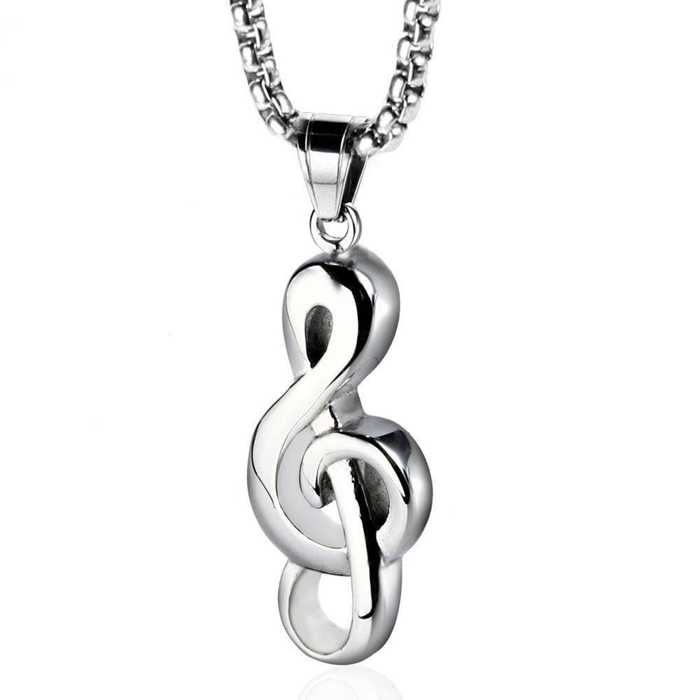 Music Note Stainless Steel Necklace for Men/Women/Music Lovers