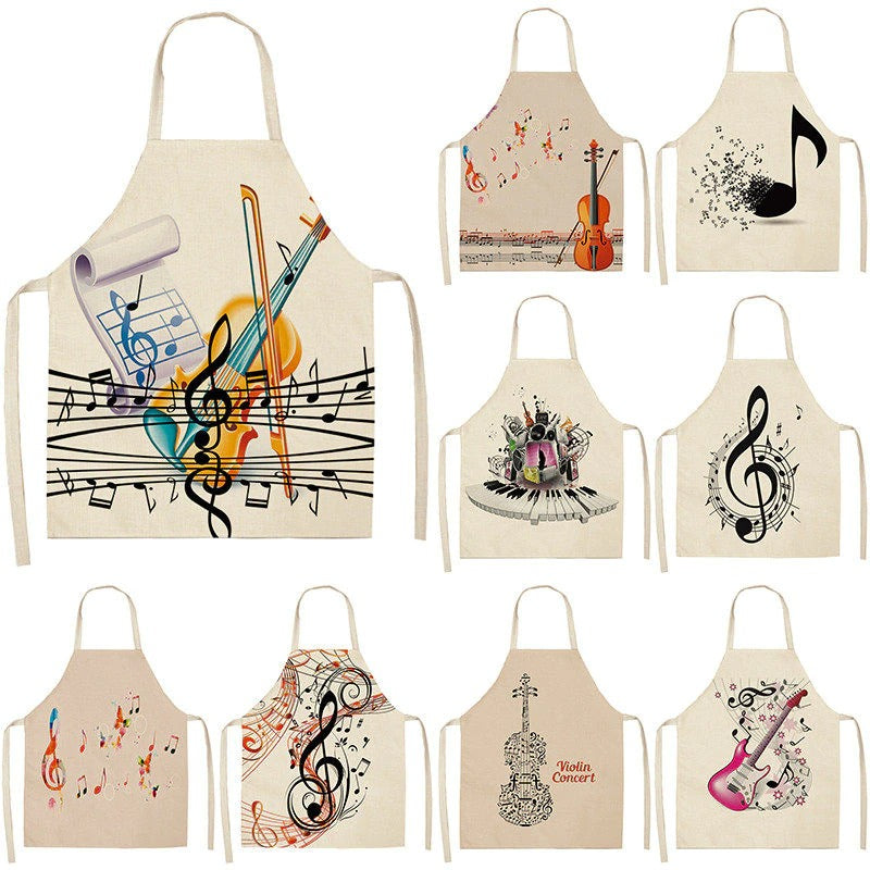 cotton linen musical kitchen apron