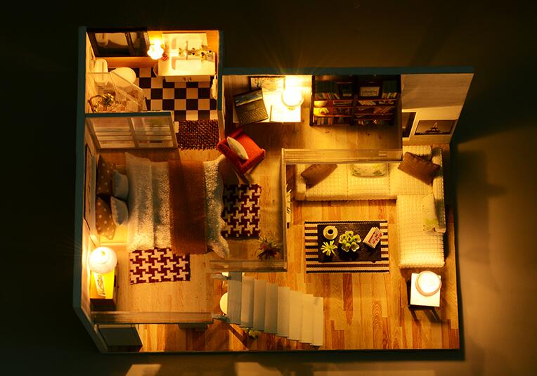 loft apartments dollhouse with furniture