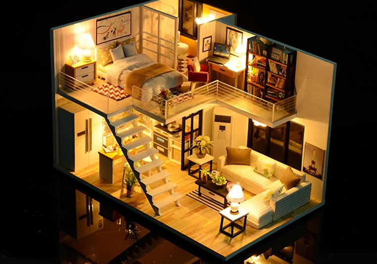 loft apartments dollhouse with furniture