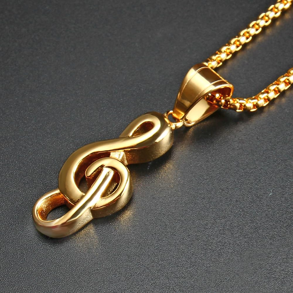 Music Note Stainless Steel Necklace for Men/Women/Music Lovers