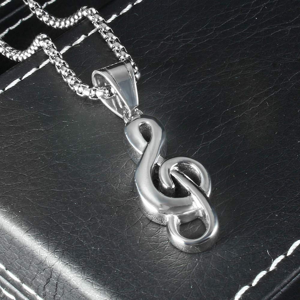 Music Note Stainless Steel Necklace for Men/Women/Music Lovers