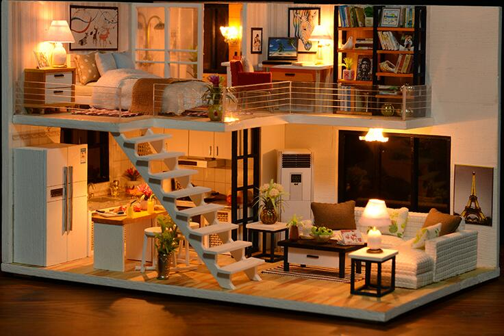 loft apartments dollhouse with furniture