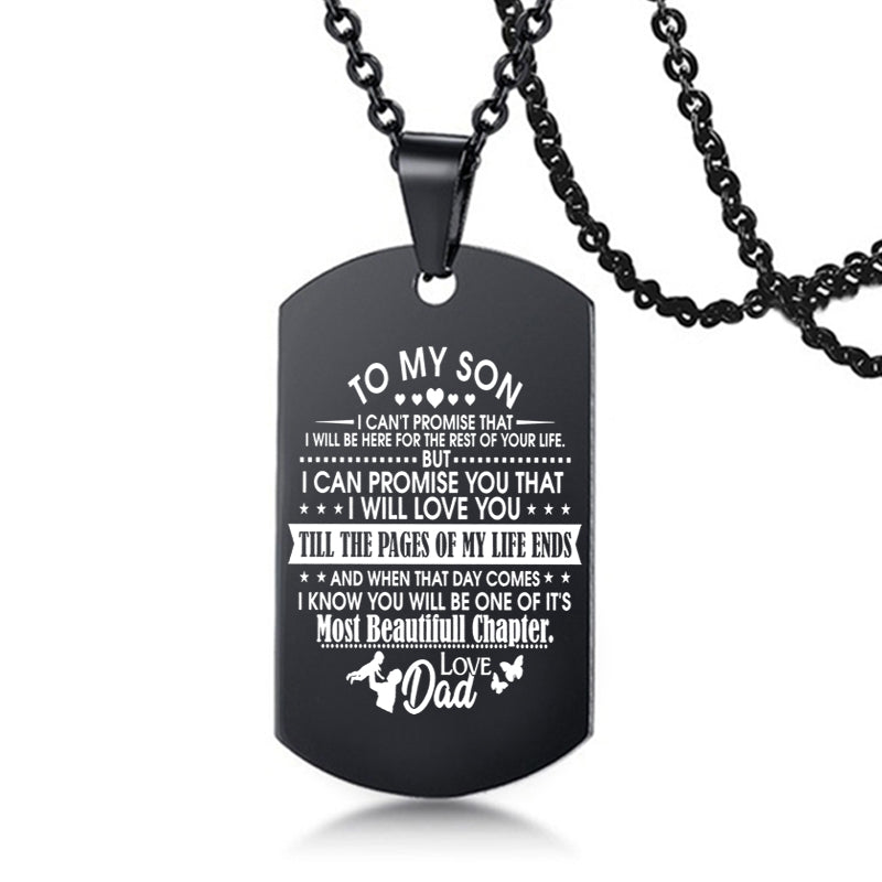 dad/mom "to my son" stainless steel rectangular inspirational necklace 6