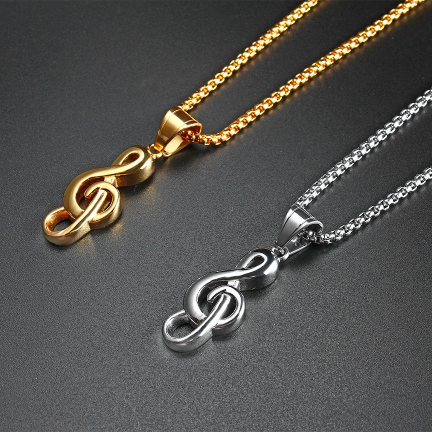 Music Note Stainless Steel Necklace for Men/Women/Music Lovers