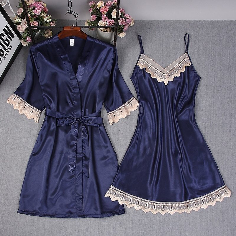 elegant lace 2 pcs nightgown & robe set (factory price)