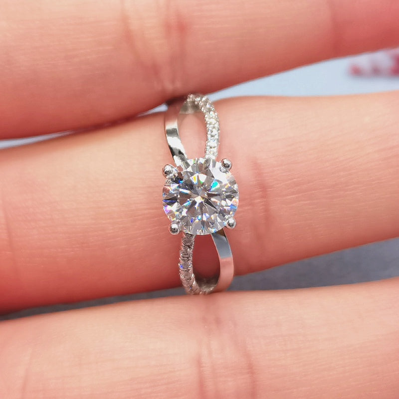 infinity solitaire s925 1ct moissanite diamond ring with cert. (box included)