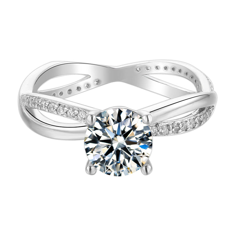 infinity solitaire s925 1ct moissanite diamond ring with cert. (box included)