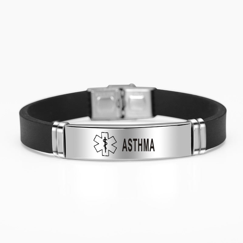 adjustable medical alert stainless steel id bracelet asthma