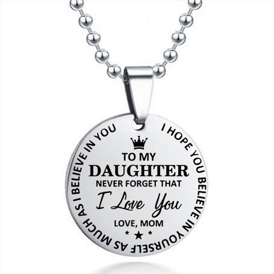 dad/mom to daughter round stainless steel pendant beads chain necklace from mom