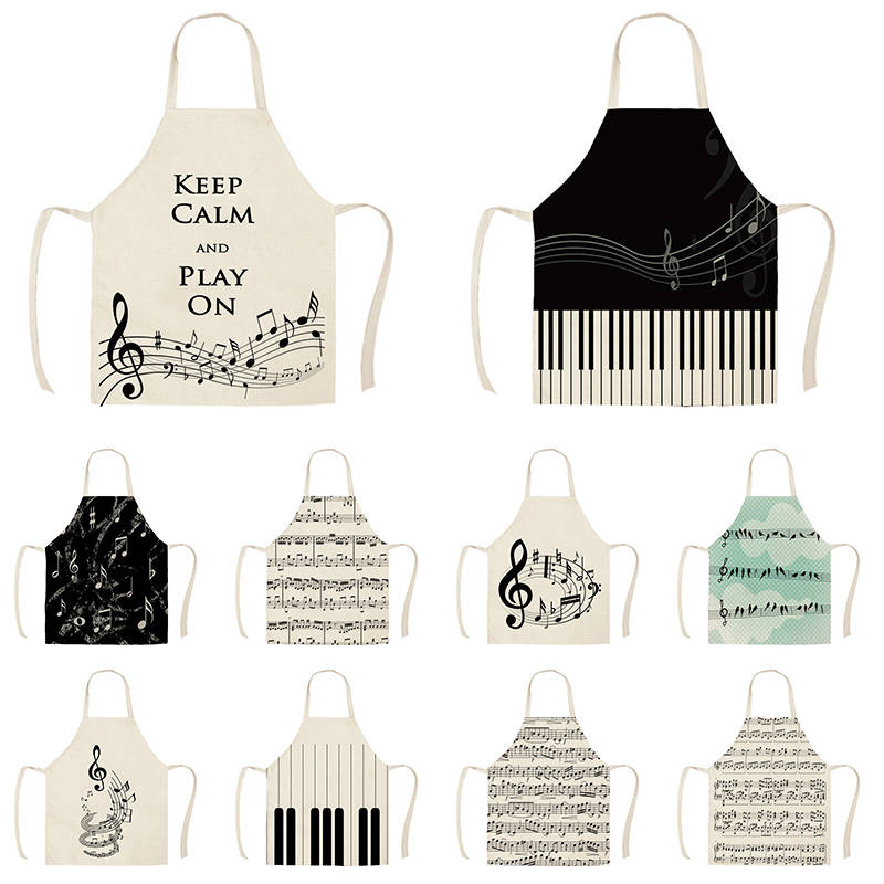 cotton linen music-theme kitchen aprons